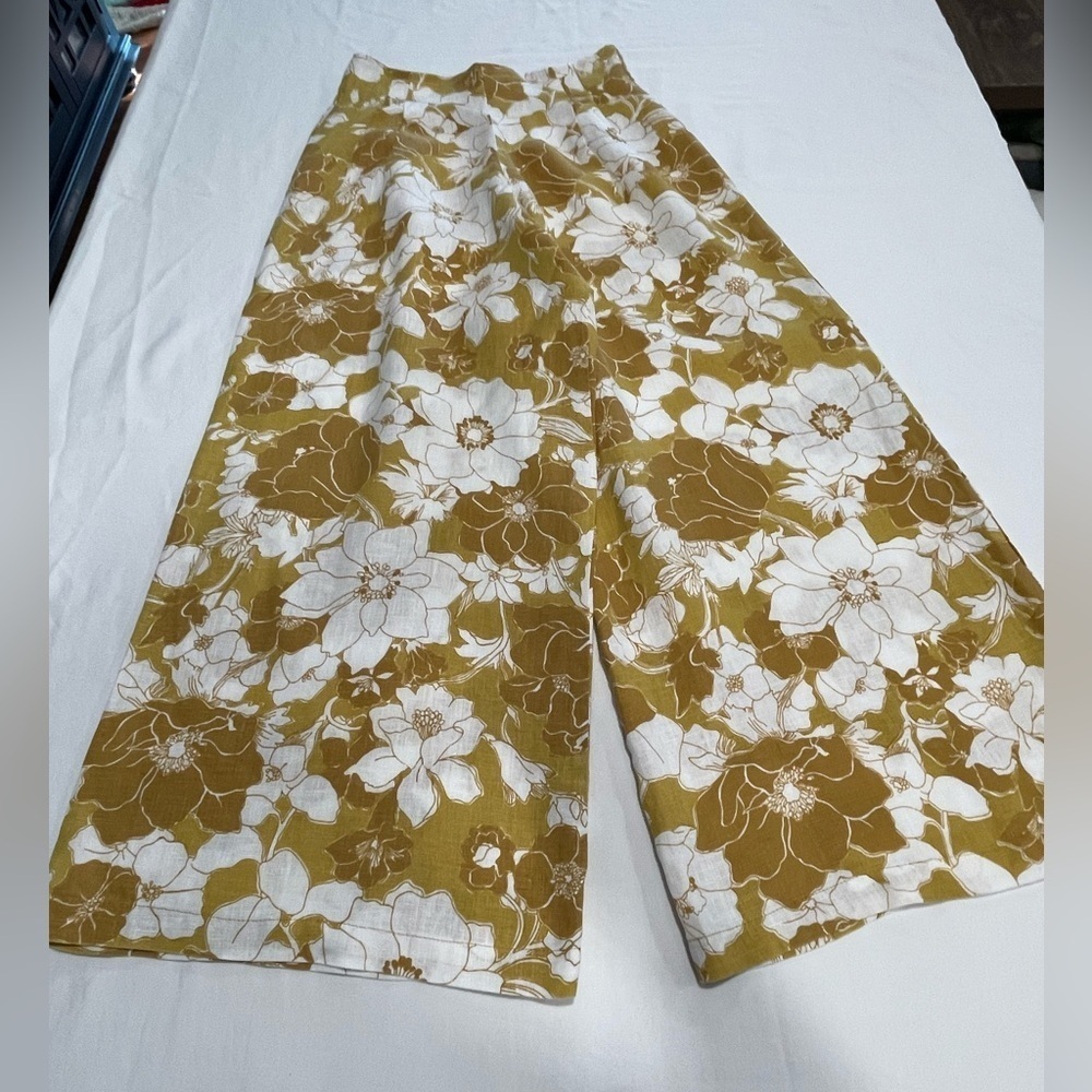 Anthropologie | Faithful the Brand Floral Wide Leg Linen Pants | Size 6 - Picture 9 of 10